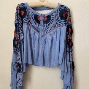 Free People Embroidered Blouse